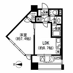 レジディアイチガヤ 1LDKの間取図画像