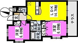 リピス安川 2LDKの間取図画像