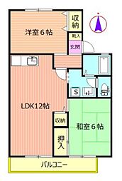 クリスタルハウスA 2LDKの間取図画像
