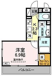 マレアガーデン新横浜F 1Kの間取図画像