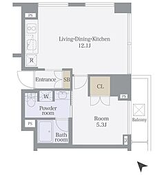 レヴィーガときわ台crob 7階1LDKの間取り