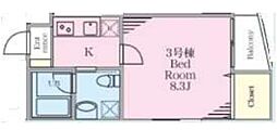 シャンブル 1Kの間取図画像