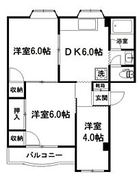 斎藤第一マンション 3DKの間取図画像