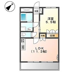 グリーンキャッスルIII 1階1LDKの間取り
