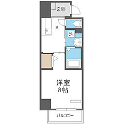 セラヴィ箱崎 1Kの間取図画像