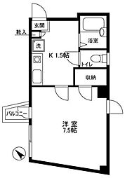 ロイヤルパーク東向島 4階1Kの間取り
