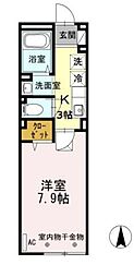ビクロス 1階1Kの間取り