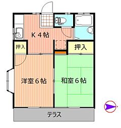 アネックスオーガミ 2Kの間取図画像