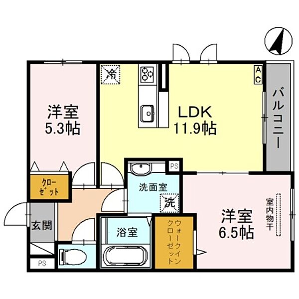 兵庫県神戸市東灘区本山中町２丁目(賃貸アパート2LDK・2階・56.31㎡)の写真 その2