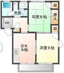 アジュール湘南 2DKの間取図画像