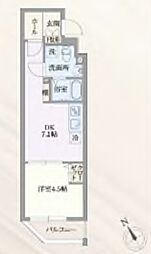 グランパセオ門前仲町 2階1DKの間取り