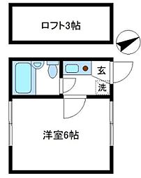 ベルメゾン高円寺 1Kの間取図画像