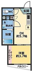 メゾン・ドゥ・アッシュ習志野 1DKの間取図画像