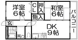NSマンション3 2LDKの間取図画像