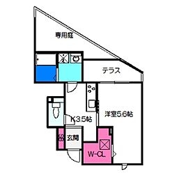 セピアコート住吉東 1Kの間取図画像