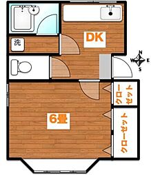パープル西船 1DKの間取図画像