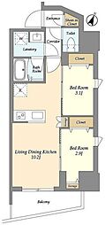 ドゥーエ三ノ輪3 2LDKの間取図画像