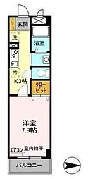 メゾン・ヴェール 1Kの間取図画像
