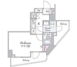 ジーベック滝野川 7階1Kの間取り