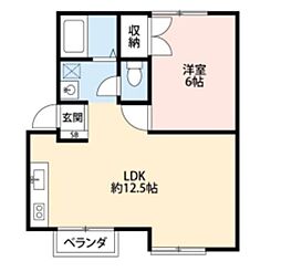 メゾン北小金B棟 1LDKの間取図画像