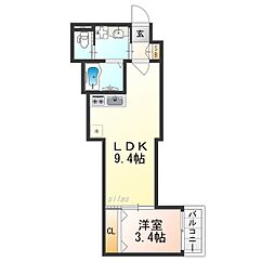 H-maison姫島III 1LDKの間取図画像
