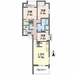 堺市北区北花田町4丁マンション 3LDKの間取図画像