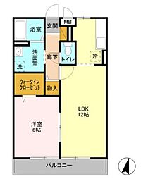 サンライズ蒲生 1LDKの間取図画像