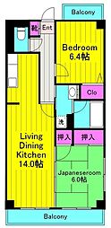 ヴィラ・ギャラクシー 2LDKの間取図画像