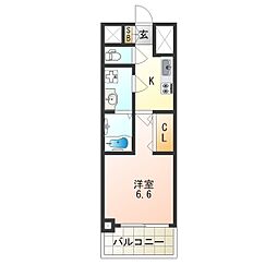 RaysProduct西住之江adamU 1Kの間取図画像