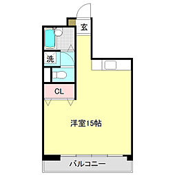 ブランドール ワンルームの間取図画像