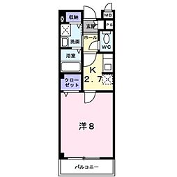 アンシャンテ 1Kの間取図画像