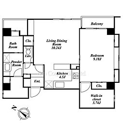 ローゼンハイツ西麻布 1LDKの間取図画像