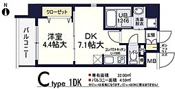 阪急京都本線 茨木市駅 徒歩3分の賃貸マンション 4階1DKの間取り