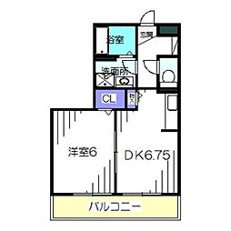 グランシャリオ2 1DKの間取図画像