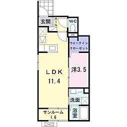 カーサ・エスペランサ2 1LDKの間取図画像