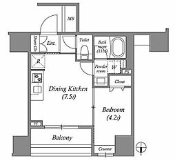 ACP Residence 中野新橋 1DKの間取図画像