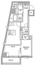 ザ・パークハビオ中野新橋 1LDKの間取図画像