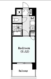 JR山手線 田町駅 徒歩7分の賃貸マンション 4階1Kの間取り