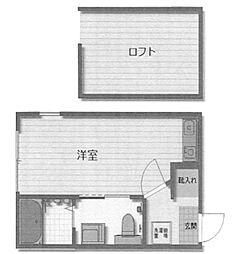 ハーミットクラブハウス神奈川新町 ワンルームの間取図画像