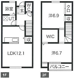 ボヌールB棟 2LDKの間取図画像
