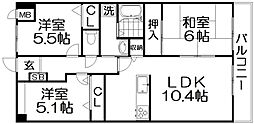 アルカディア・枚方 3LDKの間取図画像