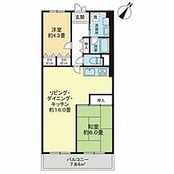 北越谷スカイハイツ 2LDKの間取図画像