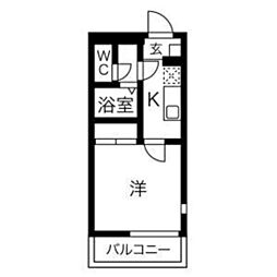 リヴェール長崎 1Kの間取図画像