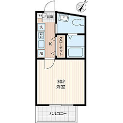 市川市鬼越1丁目アパート 1Kの間取図画像