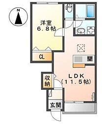 ディアベルジュ西大宮 1LDKの間取図画像