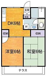 ユートピアメゾン高野台 2DKの間取図画像