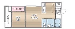 中野区白鷺1丁目アパート 1LDKの間取図画像