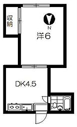本間コーポ 1DKの間取図画像
