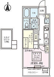 スカイルーチェ川口芝中田 1Kの間取図画像