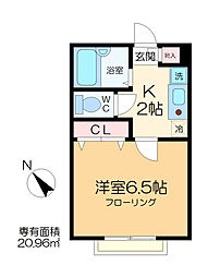 リリックコート翔 1Kの間取図画像